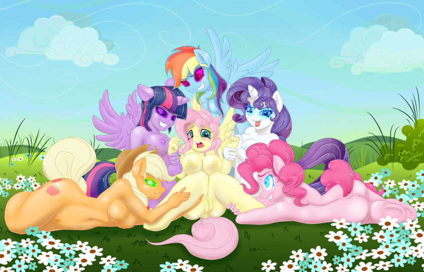 ...multiple_girls my_little_pony nude pinkie_pie rainbow_dash rarity tail t...