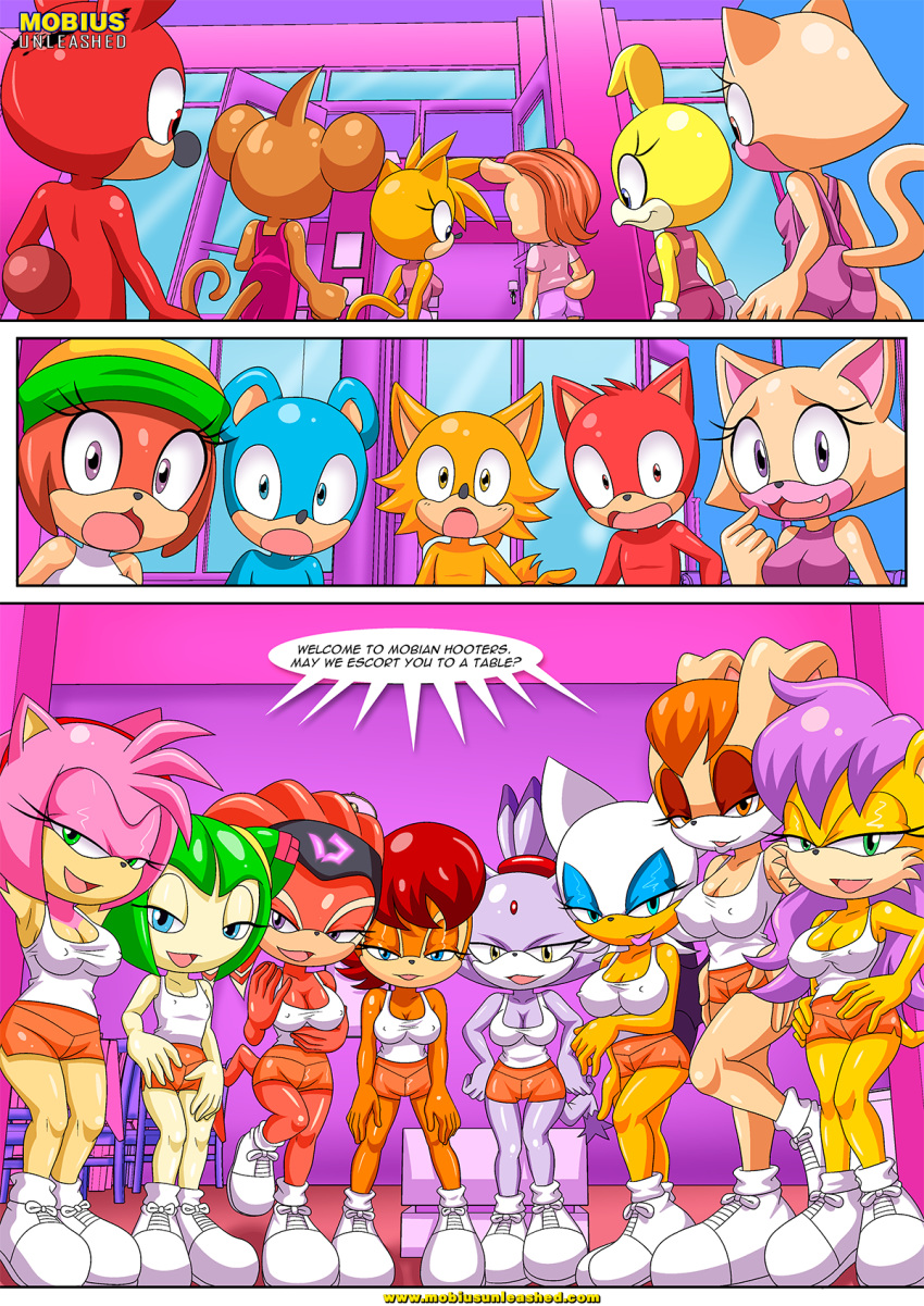 8girls amy_rose blaze_the_cat cosmo_the_seedrian mina_mongoose mobian_hoote...