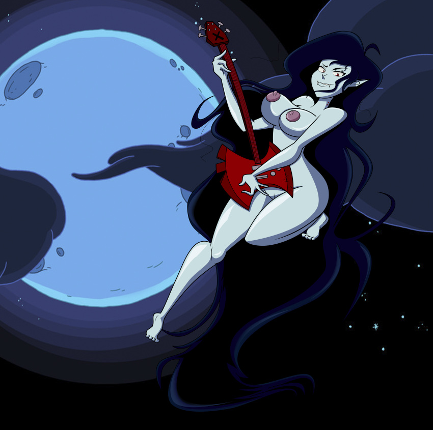 ...(artist) guitar long_hair marceline moon nipples nude red_eyes solo vamp...