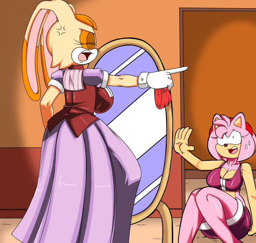 1girl 2016 absurd_res amy_rose angry anthro big_breasts blush breasts cleav...
