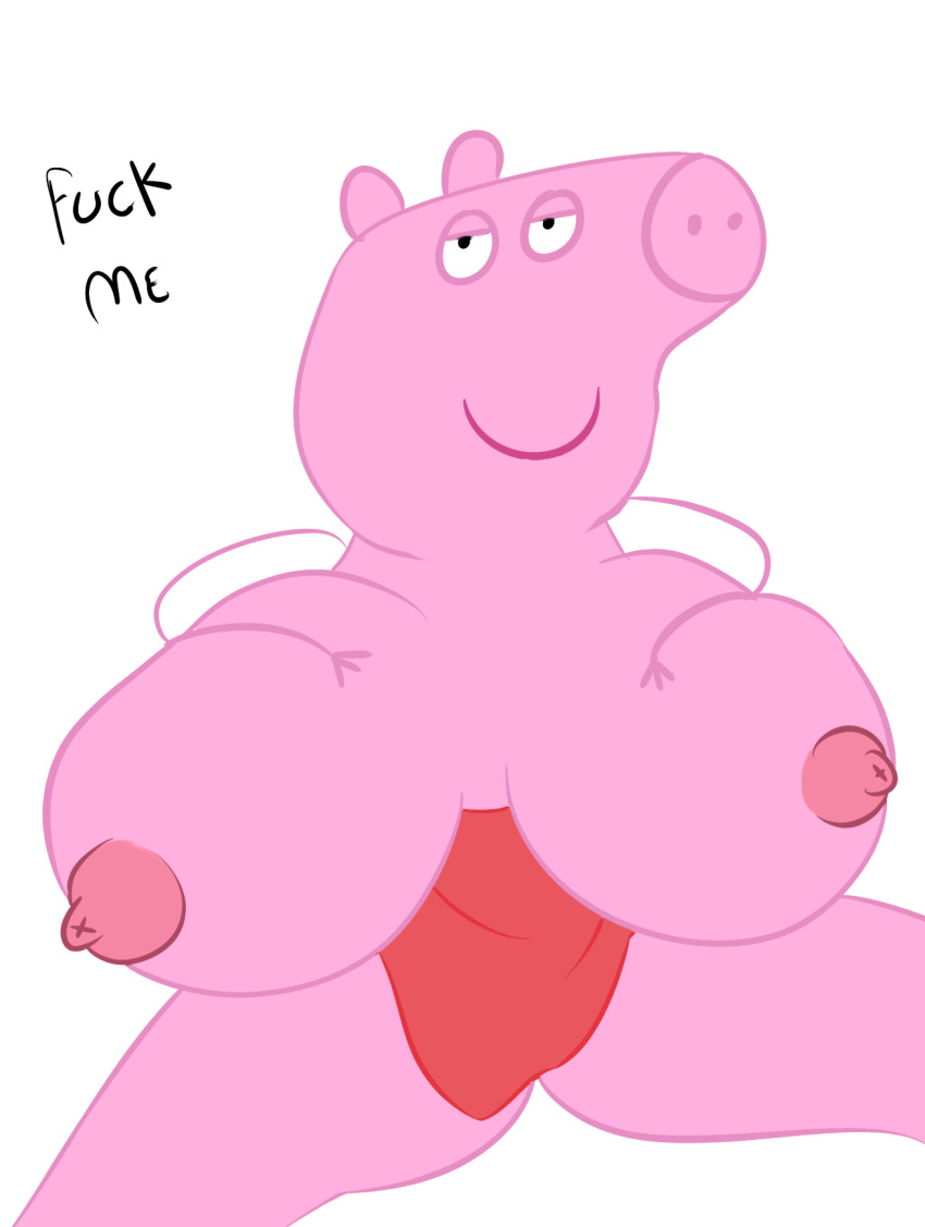 1girl big_breasts breasts peppa_pig pink_skin.