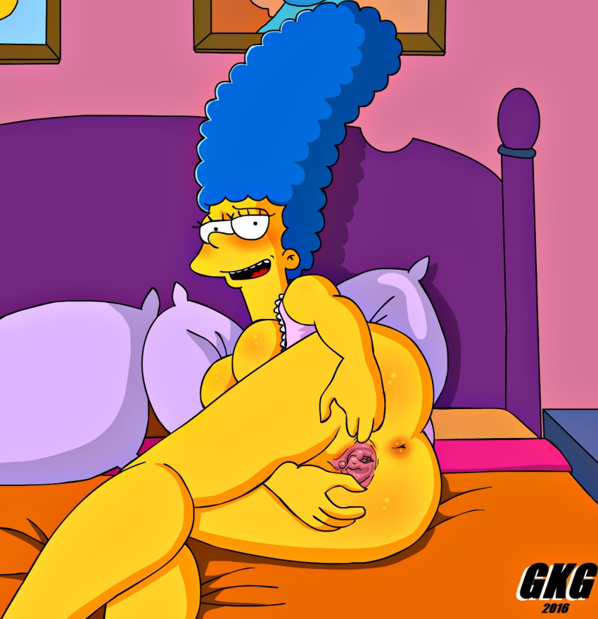 anus ass blue_hair breasts gkg hair marge_simpson nude shaved_pussy spreadi...