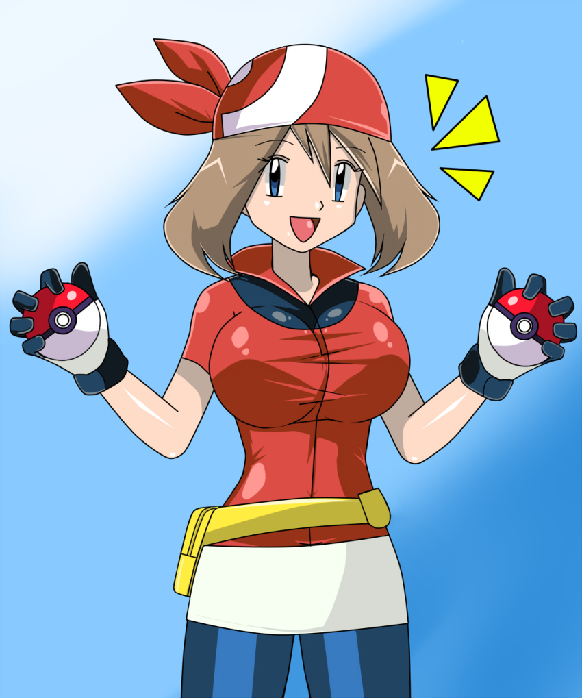 (pokemon) holding_poke_ball looking_at_viewer may poke_ball pokemon pokemon(anime...