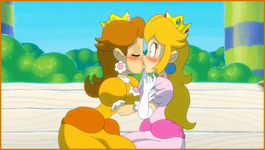 border deviantart kiss kissing princess_daisy princess_peach sakurakasugano...