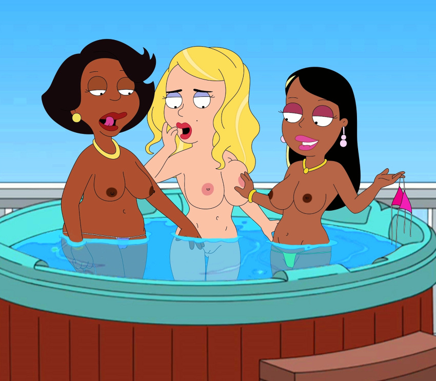 Xbooru Big Boob June Big Breasts Bikini Breasts Donna Tubbs Hand On Breast Hot Tub Interracial