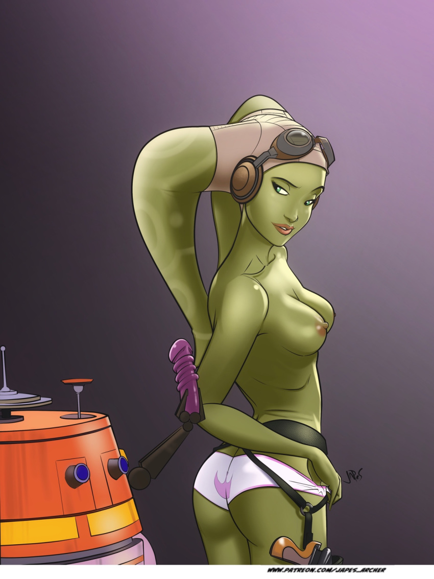 1girl alien ass breasts dildo droid female female_alien female_only green_e...