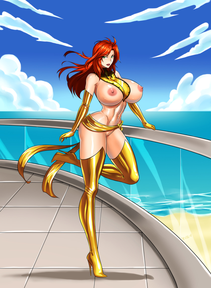 ...devil-v female female_only jean_grey looking_at_viewer marvel nipples ph...