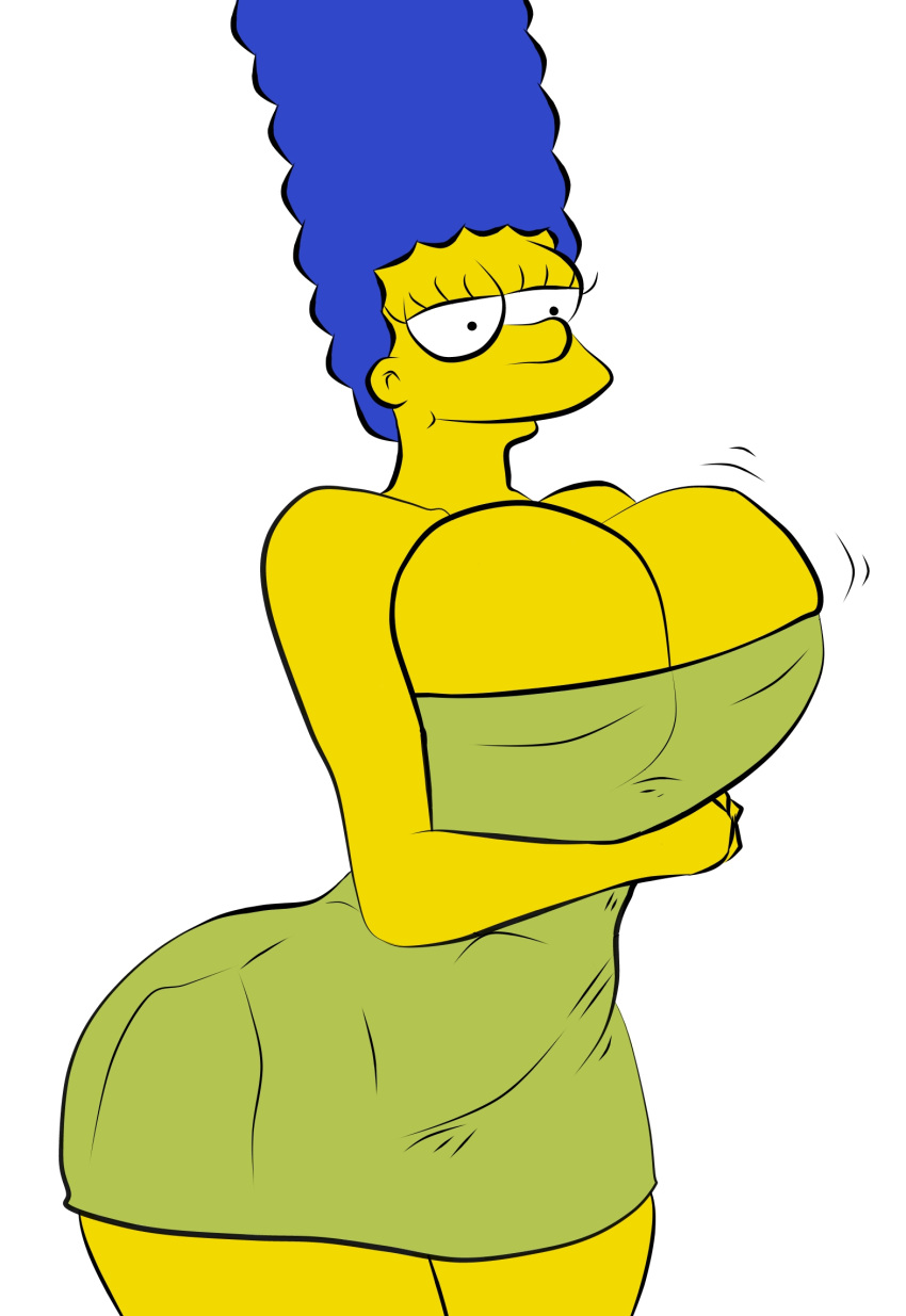 Marge simpson breast - 🧡 Xbooru - big breasts blue hair breasts dress enor...
