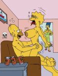 ahegao ass beer breasts cheating couch cowgirl_position father_and_daughter homer_simpson incest lisa_simpson marge_simpson nude smile surprised the_fear the_simpsons walk-in yellow_skin rating:Explicit score:119 user:rule35
