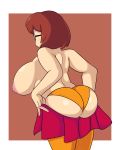 1girl ass female female_only freckles glasses huge_breasts nipples no_bra panties scooby-doo skirt_down solo standing topless undressing velma_dinkley rating:Explicit score:14 user:rogermaris