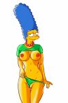 blue_hair green_panties green_top marge_simpson pearls the_simpsons white_background yellow_skin rating:Explicit score:14 user:toonhunter