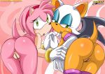 2girls amy_rose anthro anus ass bat bbmbbf female female_only from_behind hedgehog looking_at_viewer mobian mobius_unleashed nude palcomix pink pink_background pussy rouge_the_bat sega sonic_(series) sonic_the_hedgehog_(series) yuri rating:Explicit score:50 user:zipp