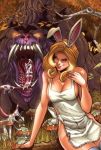 age_difference alice_(wonderland) alice_in_wonderland apron_only big_breasts bunny_ears cheshire_cat mike_debalfo_(artist) nei_ruffino rating:questionable score:12 user:onix25