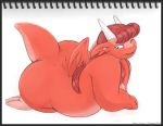 1girl all_fours anthro ass bbw big_ass breasts brown_hair chubby color dragon edgar_corona_(artist) fat female furry hair heart horns labia long_hair non-mammal_breasts nude original plump pom_(javanshir) red_scales scalie short_tail solo tail toony toying_self wide_hips wings rating:questionable score:4 user:zipp