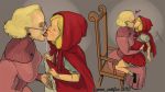  2girls age_difference blonde_hair fairy_tales fauno_artifex fingering glasses grandma hood incest kissing little_red_riding_hood older_female size_difference younger_female yuri  rating:explicit score:69 user:a_searching_heart