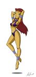 1girl al305sr armpit aulio_giron female_only full_body green_eyes solo starfire teen_titans white_background rating:questionable score:12 user:lizard