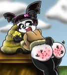  2011 anthro ass bee bee_sting bottomless bubble_butt bug butt female funny furry honey looking_back pain panda pussy red_ass shinragod_(artist) stinger surprise  rating:explicit score:3 user:zipp