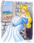 1girl 2009 big_breasts blonde blonde_hair breasts cleavage closed_eyes clothed crown disney dress female female_only hair indoors long_blonde_hair long_hair pregnant pregnant_belly pregnant_female princess_aurora sitting sleeping_beauty smile solo window rating:Safe score:4 user:mmay