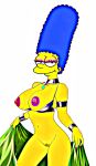 blue_hair marge_simpson the_simpsons white_background yellow_skin rating:Questionable score:10 user:toonhunter