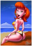 ass beach earrings fernando_faria_(artist) linda_flynn-fletcher looking_back milf outside phineas_and_ferb swimsuit rating:Explicit score:61 user:ellampalli