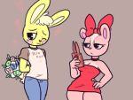  1girl absurd_res anthro cuddles_(htf) flower furry giggles_(htf) happy_tree_friends high_res lagomorph leporid male mammal plant rabbit simple_background tenmathemaiden  rating:explicit score:2 user:furry_love