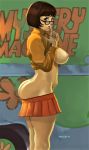 ass bottomless breasts glasses miniskirt nipples no_bra no_panties scooby-doo sweater_lift thighs topless velma_dinkley rating:Explicit score:18 user:rogermaris
