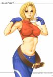 1girl blonde_hair blue_eyes blue_mary blue_pants breasts character_name female female_only jeans king_of_fighters midriff nipples saigado snk solo sweat tagme the_yuri_&_friends rating:Explicit score:4 user:davehytmen