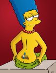 looking_back marge_simpson the_simpsons tramp_stamp wvs yellow_skin rating:Questionable score:16 user:O2B_Free