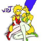 gloves lisa_simpson marge_simpson tagme the_simpsons white_background yellow_skin rating:Questionable score:-16 user:unknowmoney23