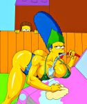 bikini_top car_wash cleavage cssp huge_breasts jean_shorts marge_simpson ned_flanders the_simpsons yellow_skin rating:Questionable score:16 user:theclit
