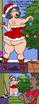  1girl ass big_ass big_breasts breasts christmas christmas_tree comic crystal_yamanaka_(wappah) dark-skinned_male english_text female male socks wappah wappah_fitzgerald_(wappah)  rating:explicit score:5 user:kensyngton