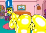 1girl anus ass behind bent_over big_ass big_breasts breasts eyelashes looking_at_viewer looking_back marge_simpson pussy solo taikoro_(artist) the_simpsons yellow_skin rating:Explicit score:2 user:apocalypsedarkness
