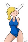  adventure_time black_eyes blonde_hair blush breasts fionna_the_human one-piece_swimsuit retrokidz_(artist) smile swimsuit  rating:questionable score:18 user:shadowking11