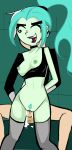 asexualfrustration blue_hair breasts closed_eyes cum danny_phantom ember_mclain long_hair navel nipples open_mouth ponytail pubic_hair sex smile stockings rating:Explicit score:10 user:sugarskull234