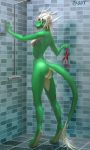1girl female female_only furry oot oot_(artist) scalie shower sideboob solo_female rating:questionable score:3 user:lizard