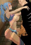 blue_hair blush breasts brown_eyes clenched_teeth earrings forced gujira hook jewelry large_breasts mutual_masturbation nefertari_vivi object_insertion one_piece ponytail pussy_juice rape scar sir_crocodile smile stitched tears teeth rating:Explicit score:9 user:SimsPictures