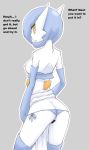 1_anthro 1_female 1_girl alternate_color anthro anthro_only anthro_pokemon blue_hair boots breasts butt censored clothed english_text exposed_breasts female female_anthro female_only gardevoir hair ikanomaru looking_at_viewer looking_back nintendo panties panties_aside panty_pull pokemon pussy pussy_juice shiny_pokemon slit_pupils solo standing translated underwear video_games rating:Explicit score:13 user:SimsPictures