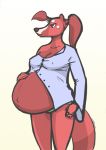 anteater anthro breasts cari cleavage female hair panties pregnant purple_eyes ritts skimpy solo underwear  rating:questionable score:1 user:simspictures