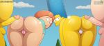 ass big_ass crossover dat_ass family_guy homer_simpson lois_griffin marge_simpson penis peter_griffin slappyfrog slappyfrog_(artist) the_simpsons wet yellow_skin rating:Explicit score:106 user:dman112