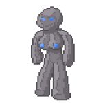  1girl big_breasts blue_eyes blue_nipples breasts cynderquill fakkumon female_only golem grey_skin monster monster_girl nude pixel_art smile stone  rating:questionable score:2 user:cynderquill