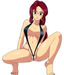 1girl alluring arm arm_behind_back arm_support arms art babe bare_legs bare_shoulders barefoot big_breasts bikini black_bikini black_swimsuit breasts breasts_apart collarbone deadmoon deadmoon_(kein2002) elite_four feet glasses green_eyes kanna_(pokemon) long_hair looking_at_viewer lorelei navel neck nintendo non-nude one-piece_swimsuit parted_lips pokemon pokemon_(anime) pokemon_(game) pokemon_firered_and_leafgreen pokemon_frlg pokemon_rgby ponytail purple_hair red_hair shiny shiny_hair shiny_skin simple_background sling_bikini swimsuit teeth tiptoes white_background rating:Questionable score:29 user:Mikaho