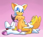 belly breasts furry miles_"tails"_prower navel nipples penis pussy riding rouge_the_bat smile smiling sonic_(series) sonic_the_hedgehog_(series) rating:Questionable score:22 user:unknowmoney23