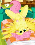  1girl bed big_breasts breasts cute fluttershy friendship_is_magic hair long_hair looking_at_viewer my_little_pony nipples pink_hair whitmaverick whitmaverick_(artist)  rating:explicit score:19 user:gokussj400
