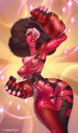 1girl afro areolae armpit ass bodysuit breasts brown_hair chromatic_aberration erotibot extra_eyes garnet garnet_(steven_universe) gradient gradient_background highres looking_at_viewer navel nipples nude parted_lips power_fist pussy red_skin shiny shiny_skin solo sparkle standing steven_universe sunglasses teeth thick_thighs thigh_gap thighs torn_bodysuit torn_clothes wide_hips rating:Explicit score:25 user:unknowmoney23