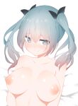 1girl big_breasts blinking blue_eyes blue_hair breasts clavicle female_only gif giryu jiggling_breasts miku_hatsune nipples nude nude_female solo_female tied_hair topless topless_female twin_tails vocaloid rating:explicit score:3 user:ftr