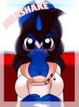 1_female 1_girl 1girl 2015 absurd_res anthro big_breasts blue_skin breasts brown_eyes brown_hair cleavage clothed clothing digital_media_(artwork) equine fan_character female female_only furry glass hair high_res horn klodette kloudmutt long_hair looking_at_viewer mammal milkshake_(food) my_little_pony shirt sitting solo unicorn white_skin rating:Questionable score:4 user:Furry_Love