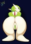 all_fours ass big_ass clitoris female gardevoir green_hair looking_at_viewer looking_back nintendo pokemon pussy red_eyes solo urw_(artist) rating:Explicit score:14 user:ssmx