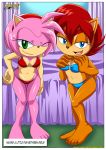amy_rose archie_comics bbmbbf full_body mobius_unleashed palcomix sally_acorn saturday_night_fun_4 sega sonic_(series) sonic_the_hedgehog_(series) rating:Questionable score:9 user:losttapes219