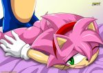1boy 1girl amy_rose amy_rose_(classic) ass bbmbbf bed bed_sheet black_nose blue_fur butt_crack eyelashes from_behind gradient_background mobius_unleashed one_eye_closed palcomix pink_fur rosy_the_rascal sega sonic_(series) sonic_team sonic_the_hedgehog sonic_the_hedgehog_(series) tail rating:Explicit score:15 user:Christianmar762