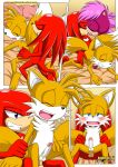 all_fours anal bbmbbf bed bisexual blush comic doggy_position french_kiss kissing knuckles_the_echidna miles_"tails"_prower mobius_unleashed multiple_tails nude one_drink_too_many palcomix penis reverse_cowgirl_position sega sonia_the_hedgehog sonic_(series) sonic_the_hedgehog_(series) sonic_underground tail wince yaoi rating:Explicit score:5 user:Christianmar762